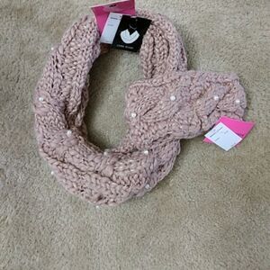 Betsey Johnson pink cowl and headband set